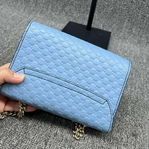 100% Authentic GUCCI Emily Blue Leather Shoulder Bag 570-101724 - Picture 5 of 14